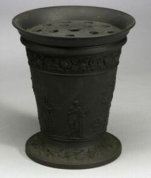 Large Wedgwood Black Basalt Potpourri Vase and Cover